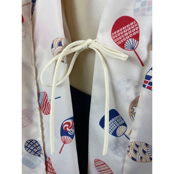Kerry Dawn Japanese-Inspired Kimono Robe With Fan Print Multi-Color One Size - Picture 6 of 9